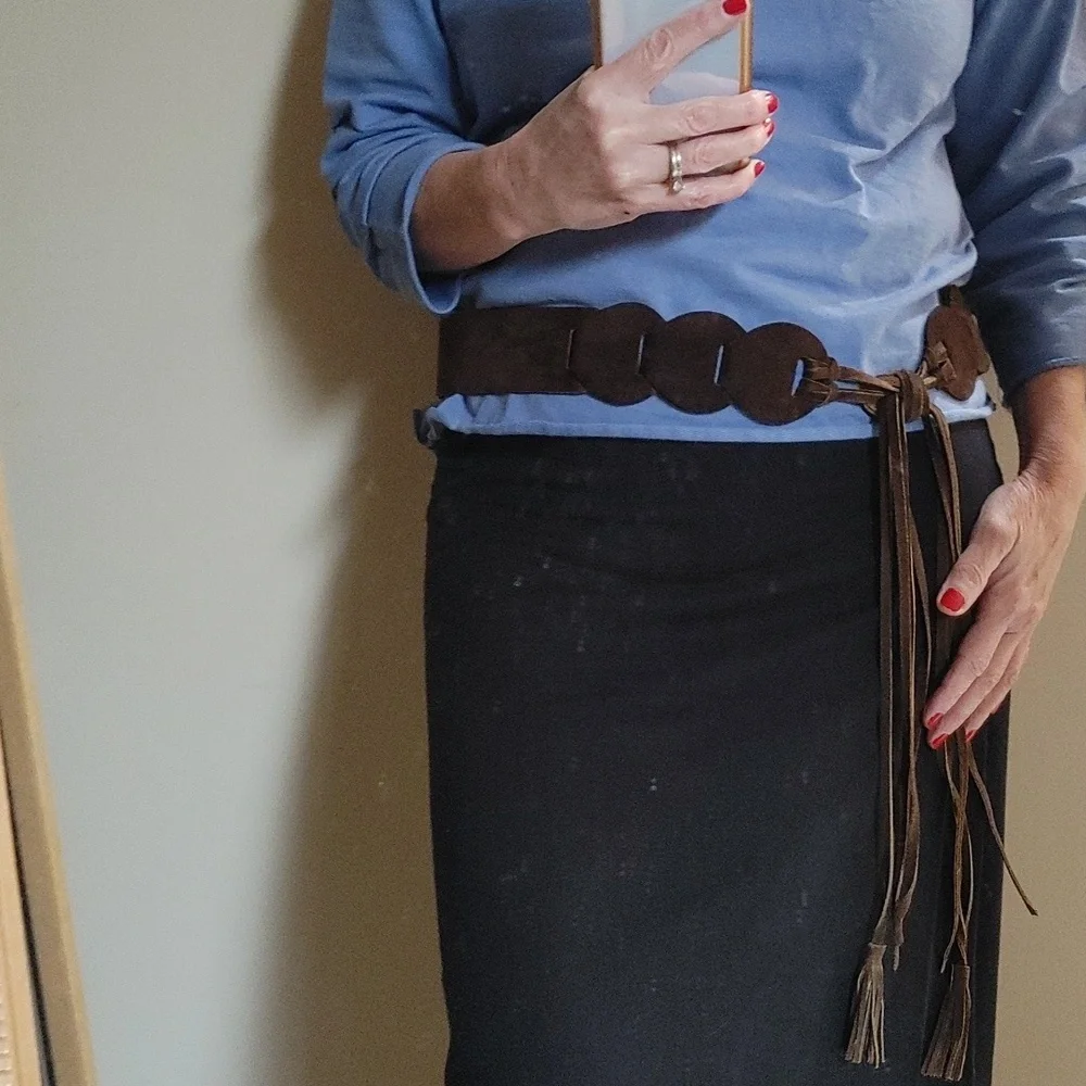 Final $ Brown Suede Belt with Tassels